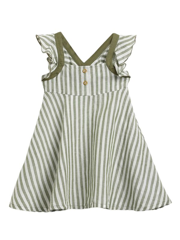 Girls Natural Striped Sleeveless Woven Dress image number 0